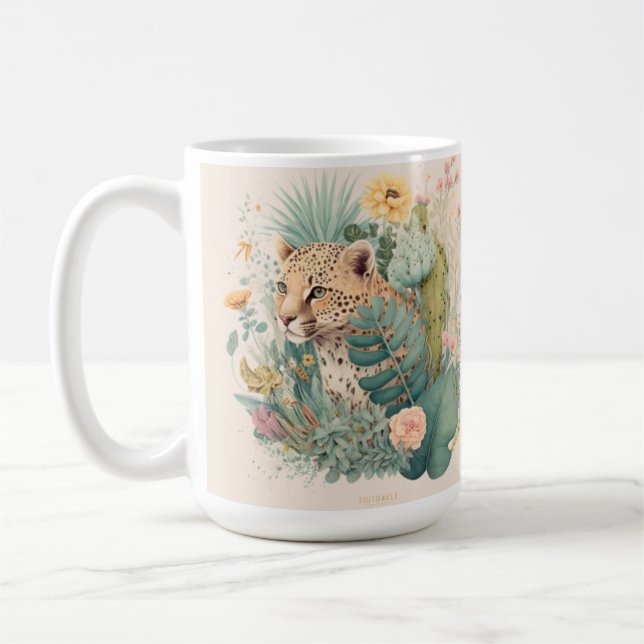 Mug Un léopard derrière la coutume du buisson (Gauche)