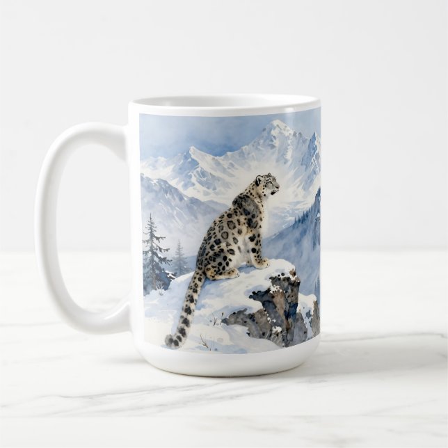 Mug Un léopard des neiges sur un pic enneigé (Gauche)