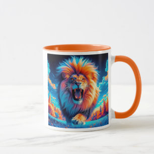 Mug Un lion impressionnant qui rugit.