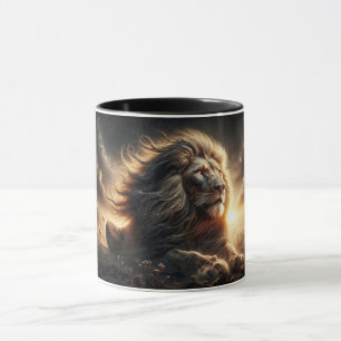 Mug Un lion impressionnant règne sur la savane.