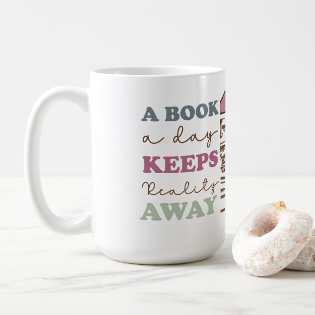 Mug Un livre par jour éloigne la réalité (Avec donut)