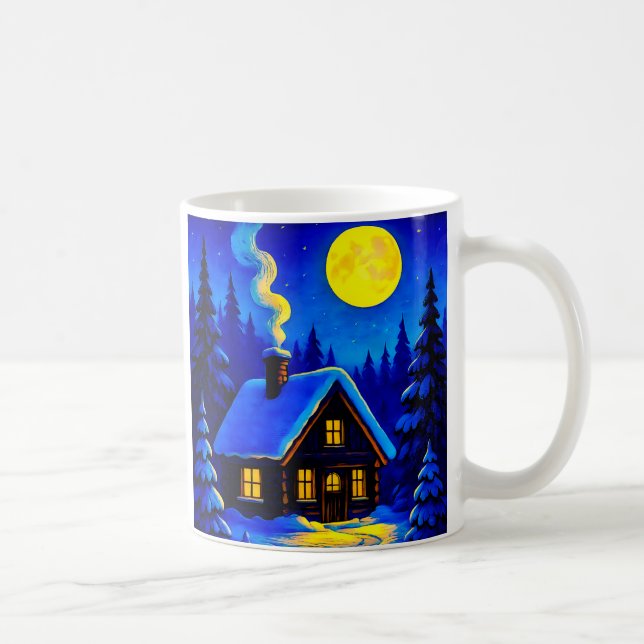 Mug Un maison type chalet sous la lune. (Droite)