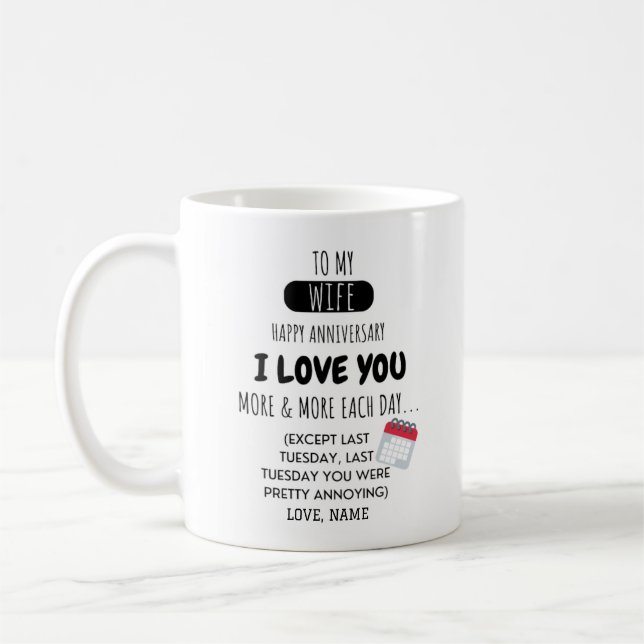 Mug Un mari drôle à l'Humour de femme Message sur l'an (Gauche)
