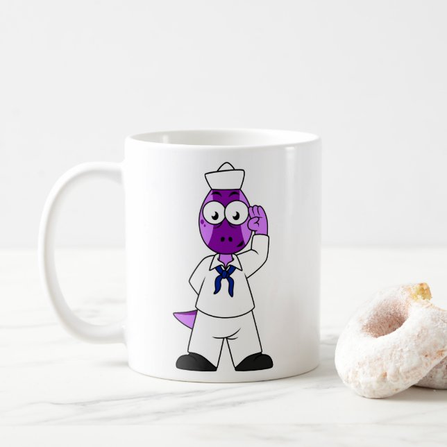 Mug Un marin de la marine Pachycephalosaurus Dinosaur. (Avec donut)