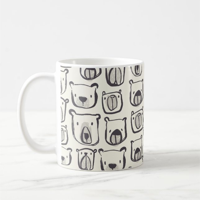 Mug Un mignon ours, un motif sans couture dessiné à la (Gauche)