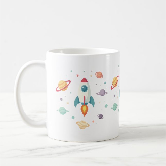 Mug un mignon vaisseau-fusée qui monte à travers un sp (Gauche)