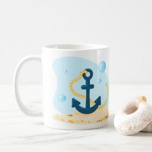 Mug Un monde sous-marin mignon. La vie marine. Ancre n