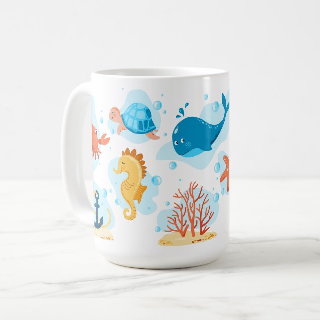 Mug Un monde sous-marin mignon. Vie océanique (Devant gauche)