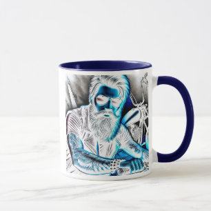 Mug Un motard au guidon de sa moto.