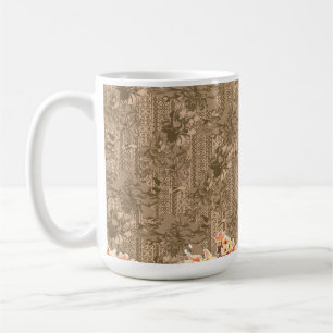 Mug Un motif floral vintage avec desi marron complexe