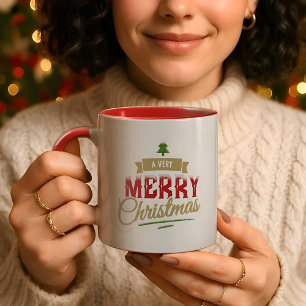 Mug Un Noël très joyeux Nom de famille moderne pour le