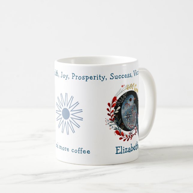 Mug Un Oiseau Bleu Et Des Plantes Magnifiques. Unique  (Devant droit)