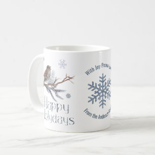 Mug Un Oiseau Chantant Sur Une Branche De Pins. Joyeus