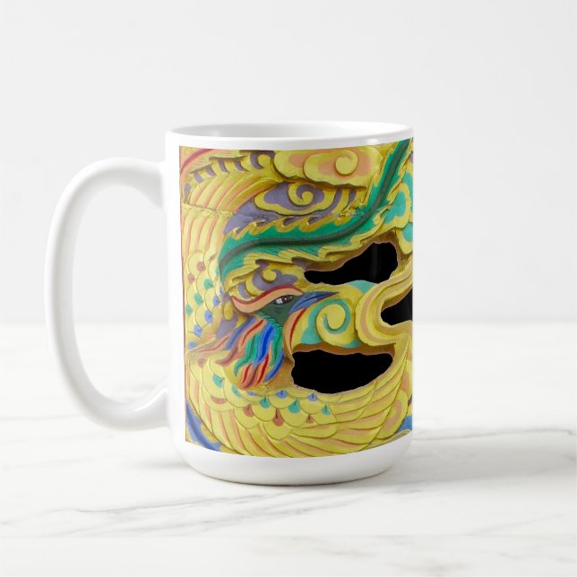 Mug Un oiseau-feu mythique et un dragon d'or sur un (Gauche)