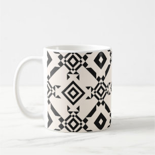 Mug Un ornement ethnique moderne. Blanc noir vintage g