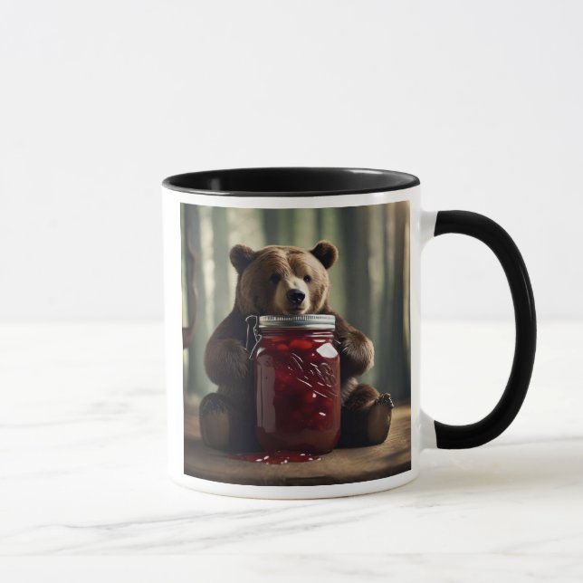 Mug Un ourson assis devant un pot de confiture. (Droite)