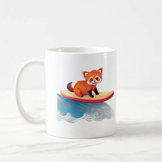 Mug Un panda rouge sur une planche de Surf (Gauche)