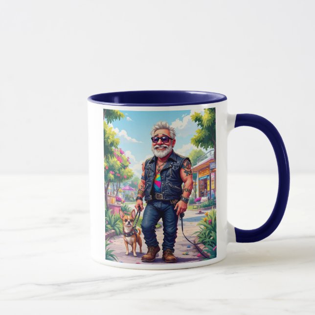 Mug Un papi rocker avec son tout petit chien.  (Droite)