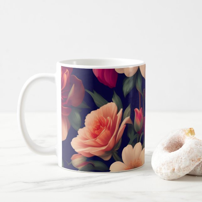 Mug Un papier peint avec un motif floral  (Avec donut)