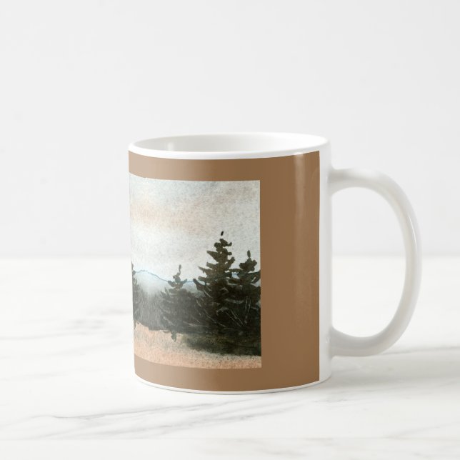 Mug Un petit groupe de pins dans un champ nu (Droite)