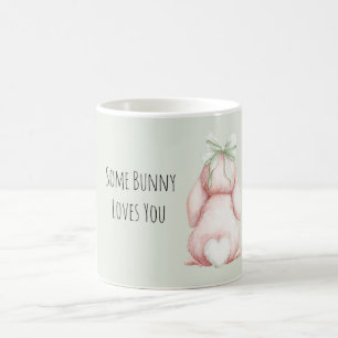Mug Un petit lapin vous aime Queue cœur arc menthe