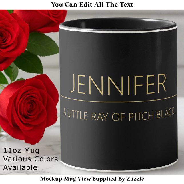Mug Un petit rayon de noir intense Nom et citation per (Créateur téléchargé)