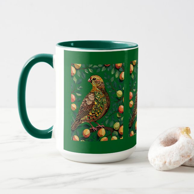 Mug Un pochoir de perdrix dans un poirier (Avec donut)