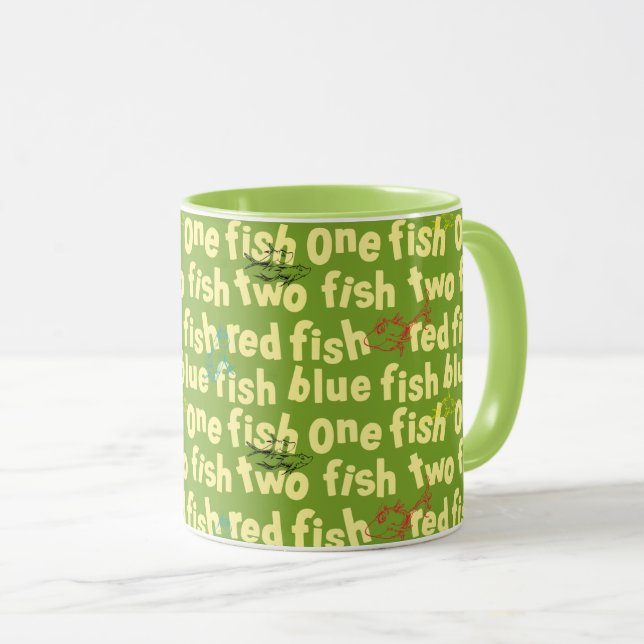 Mug Un Poisson Deux Poissons Typographie Motif (Devant droit)