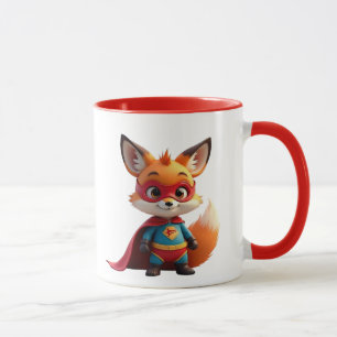 Mug Un renard super-héros avec masque rouge et cape.