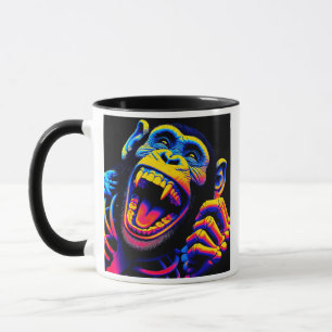 Mug  Un singe hurlant dans un style pop art.