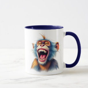 Mug Un singe mort de rire au sourire éclatant.