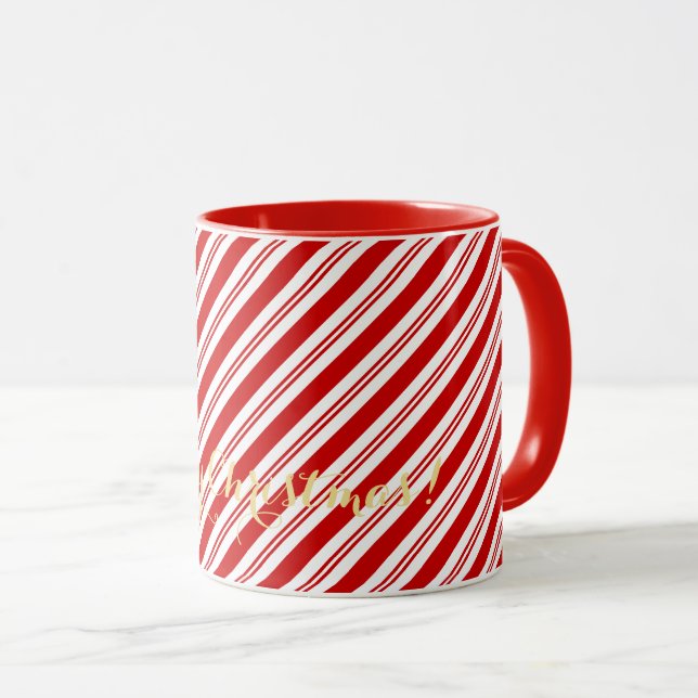 Mug Un Sucre de canne de Noël personnalisé (Devant droit)