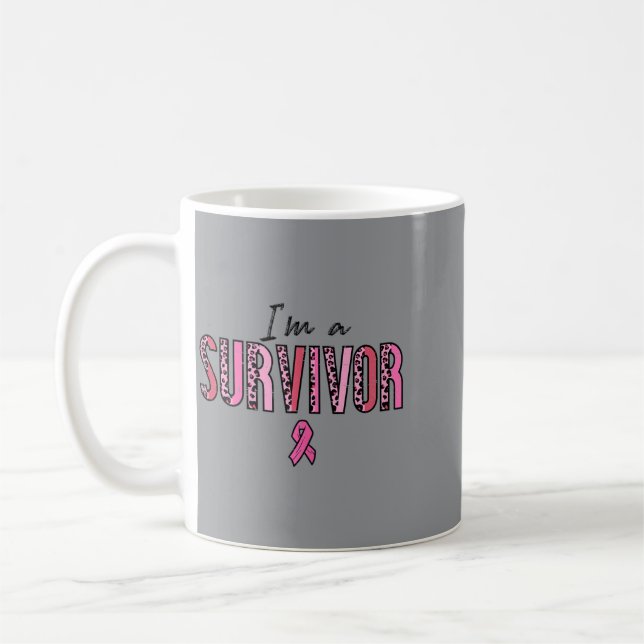 Mug Un survivant Léopard Rétro Ruban Rose (Gauche)