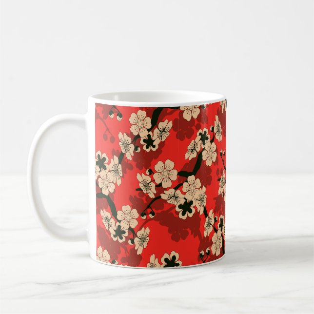 Mug un tuile sans soudure de style japonais avec ceris (Gauche)