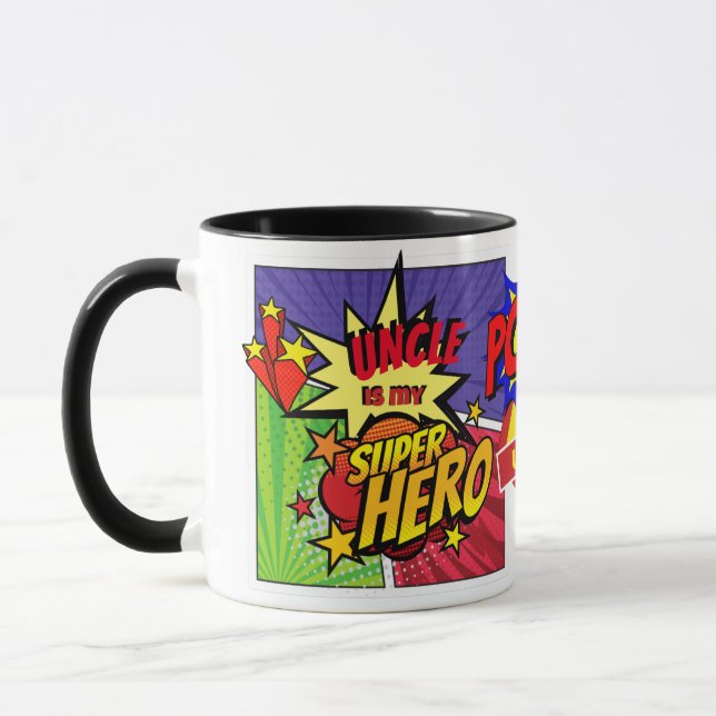 Mug UNCLE Est Mon SUPERHERO Personnalisé COMIC HERO (Gauche)