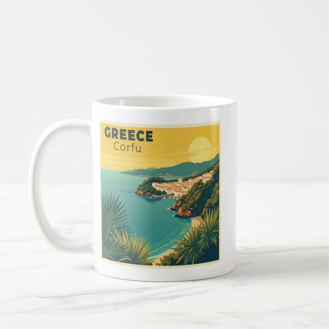 Mug Une affiche de voyage classique nostalgique – Grèc (Gauche)