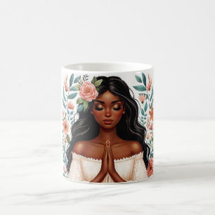 Mug Une Américaine Africaine Priant Floral