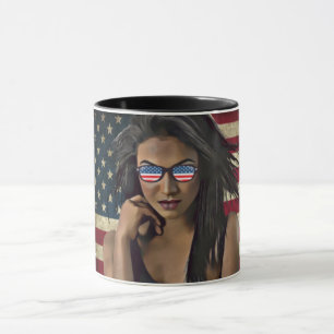 Mug Une Américaine Distortie Du Drapeau Américain