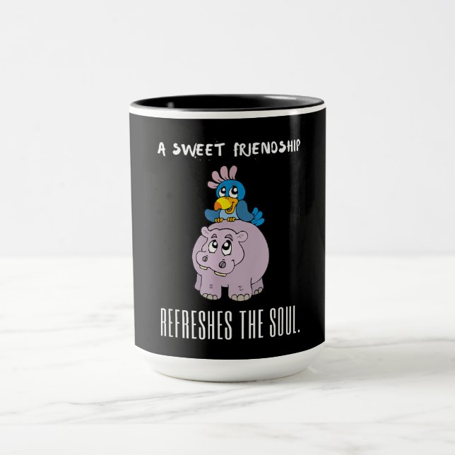 Mug Une Amitié Douce Rafraîchit L'Âme Violet Hippo (Centre)