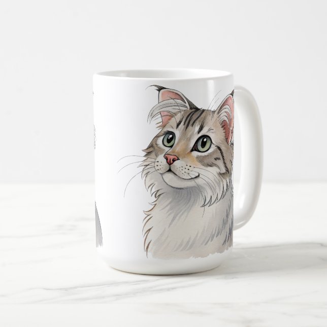 Mug Une aquarelle American Curl, chat (Devant droit)