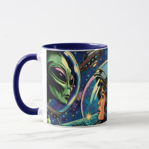 Mug Une astronaute rencontre un Alien extra-terrestre