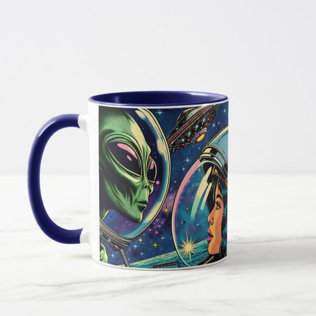 Mug Une astronaute rencontre un Alien extra-terrestre (Gauche)