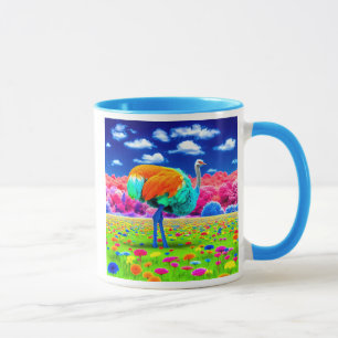 Mug Une autruche dans un paysage imaginaire.