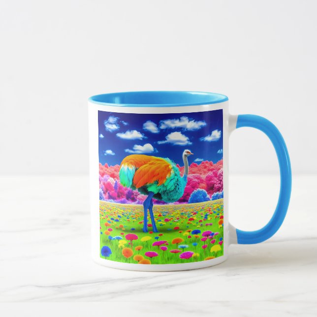 Mug Une autruche dans un paysage imaginaire. (Droite)