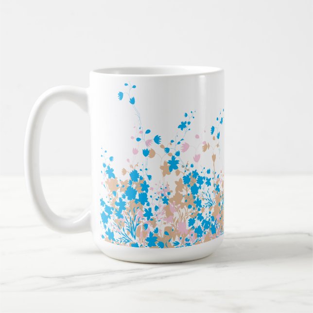 Mug Une charmante structure fleurie bleue et rose se (Gauche)
