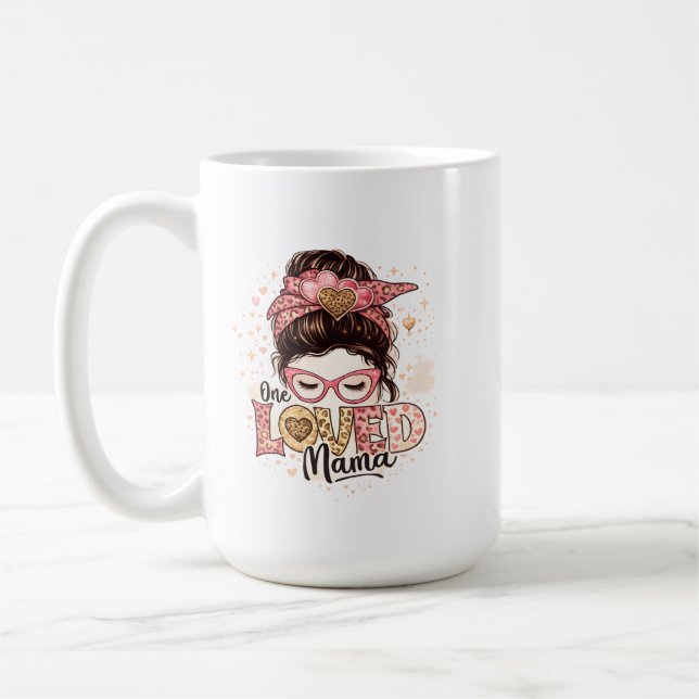 Mug Une citation maman aimée Cœur de léopard mignon (Gauche)