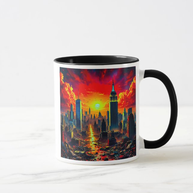 Mug Une cité futuriste sous un ciel en enflammé. (Droite)