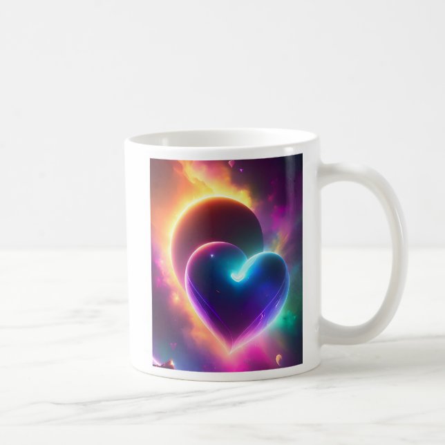 Mug Une colourful romantic heart dans l'espace. AI (Droite)