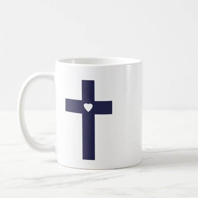 Mug Une croix avec un cœur d'amour sacré (Gauche)