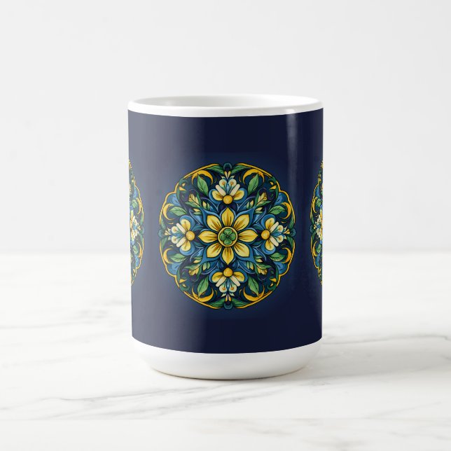 Mug 💚💙💛 Une élégance azulejo unique : jardin de min (Centre)